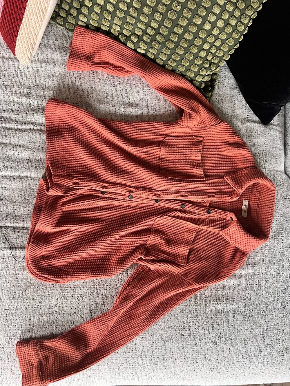 Madewell Rust Orange Waffle Button-Down Shirt